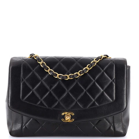 Vintage Diana Flap Bag Quilted Lambskin Large | Rebag