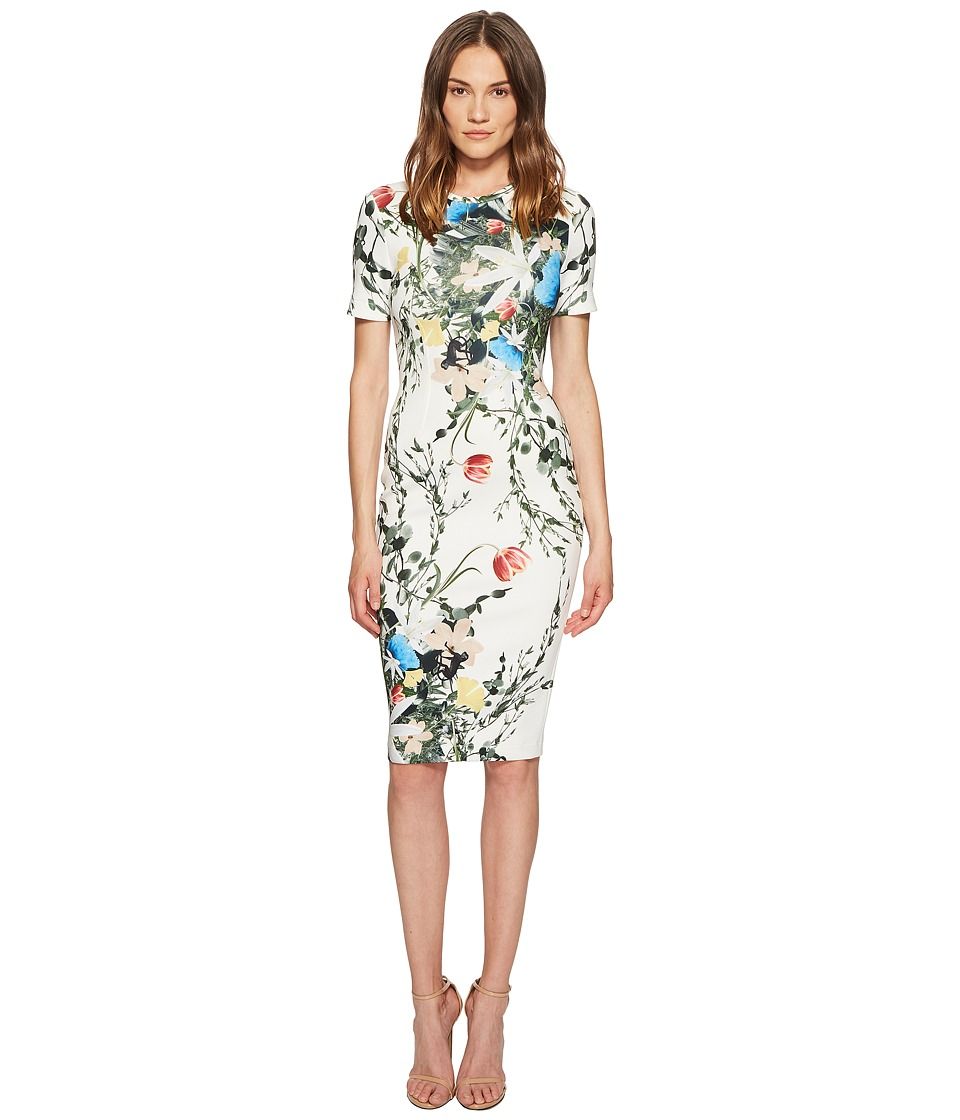 YIGAL AZROUEL Multi Floral Scuba Bodycon Dress (Optic Multi) Women's Dress | Zappos