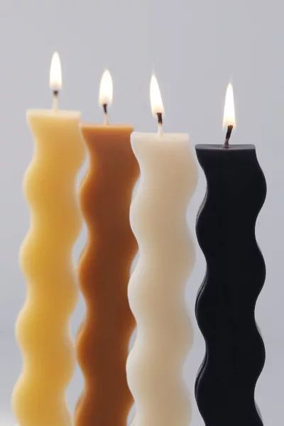 Wave Taper Candle - Set Of 4 | Urban Outfitters (US and RoW)