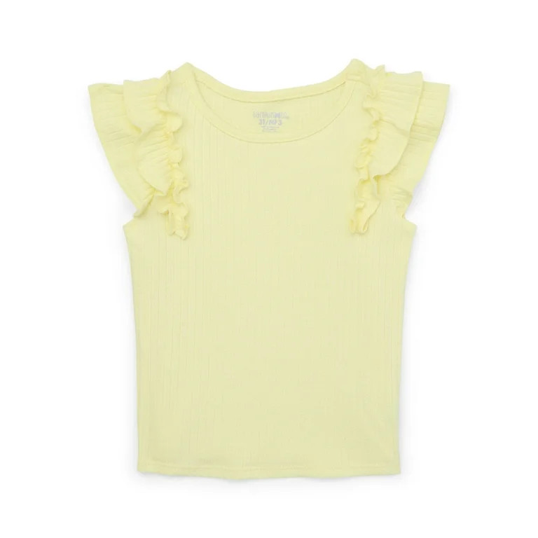 Garanimals Toddler Girl Ruffle Sleeve Rib Top, Sizes 18M-5T | Walmart (US)
