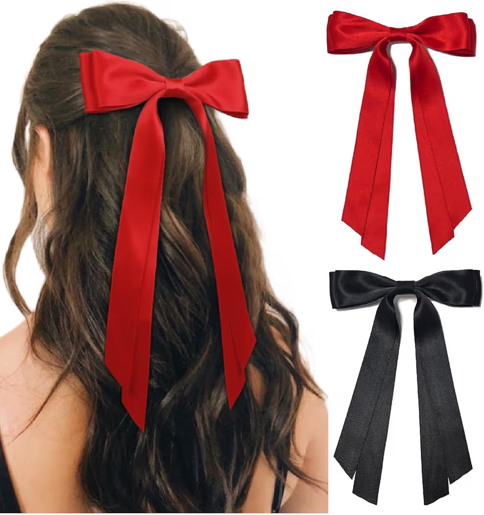 Cute Hair Accessories: Bow Clips, Ribbon Barrettes with Tassels, and Hair Bows for Women in Black... | Amazon (US)