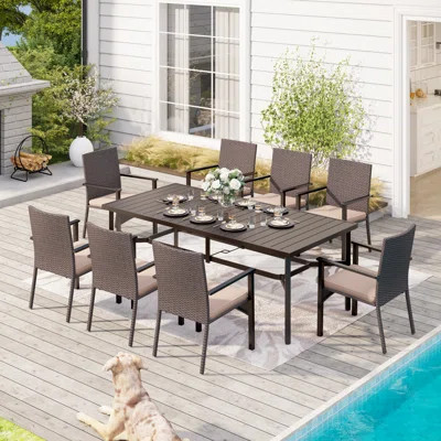 Sutiya Rectangular 8 - Person 82" Long Dining Set with Cushions | Wayfair North America