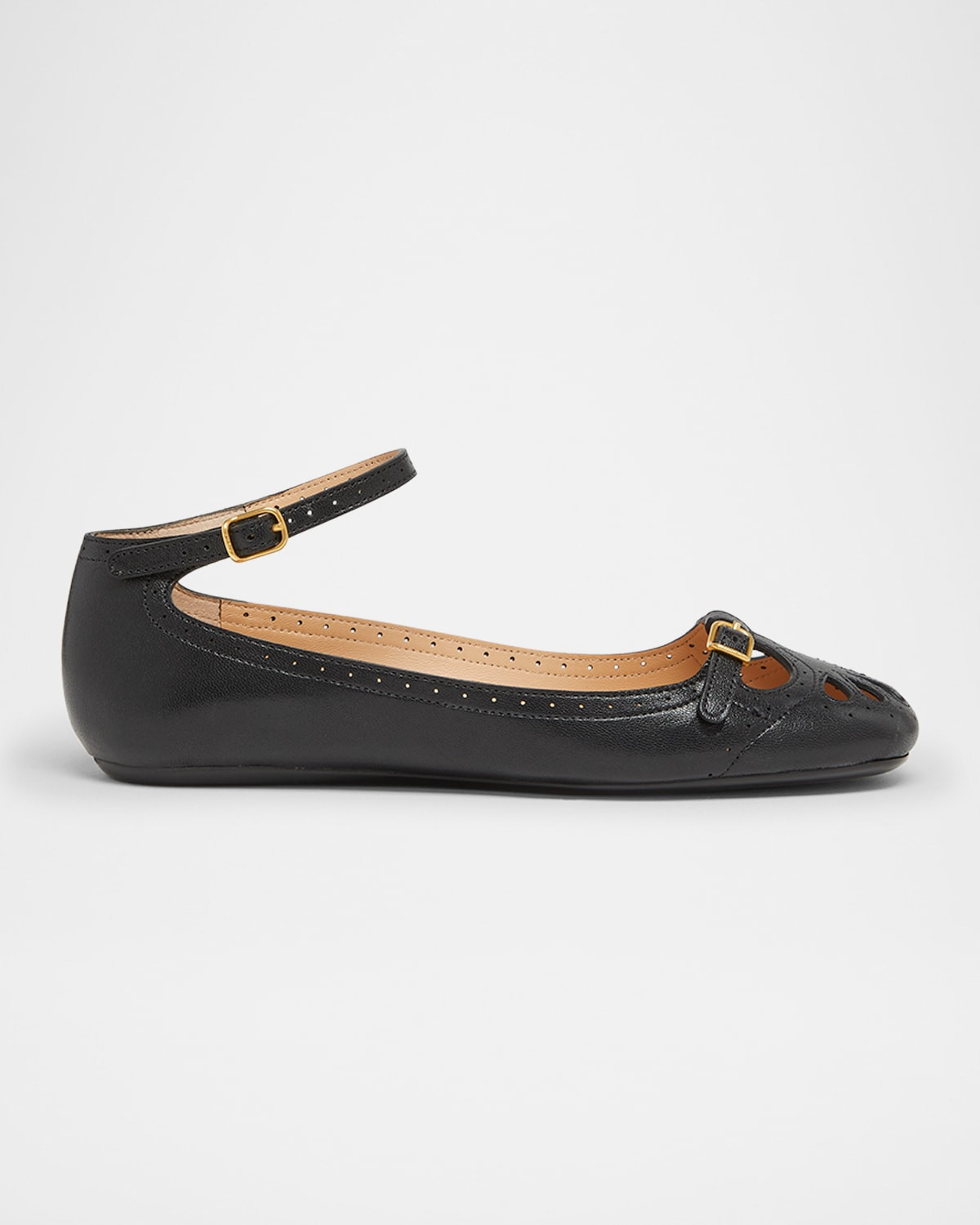 Misty Cutout Leather Ballerina Flats | Neiman Marcus