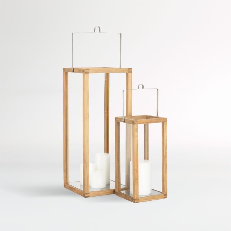 Crosby Wooden Hurricane Lanterns | Crate & Barrel | Crate & Barrel