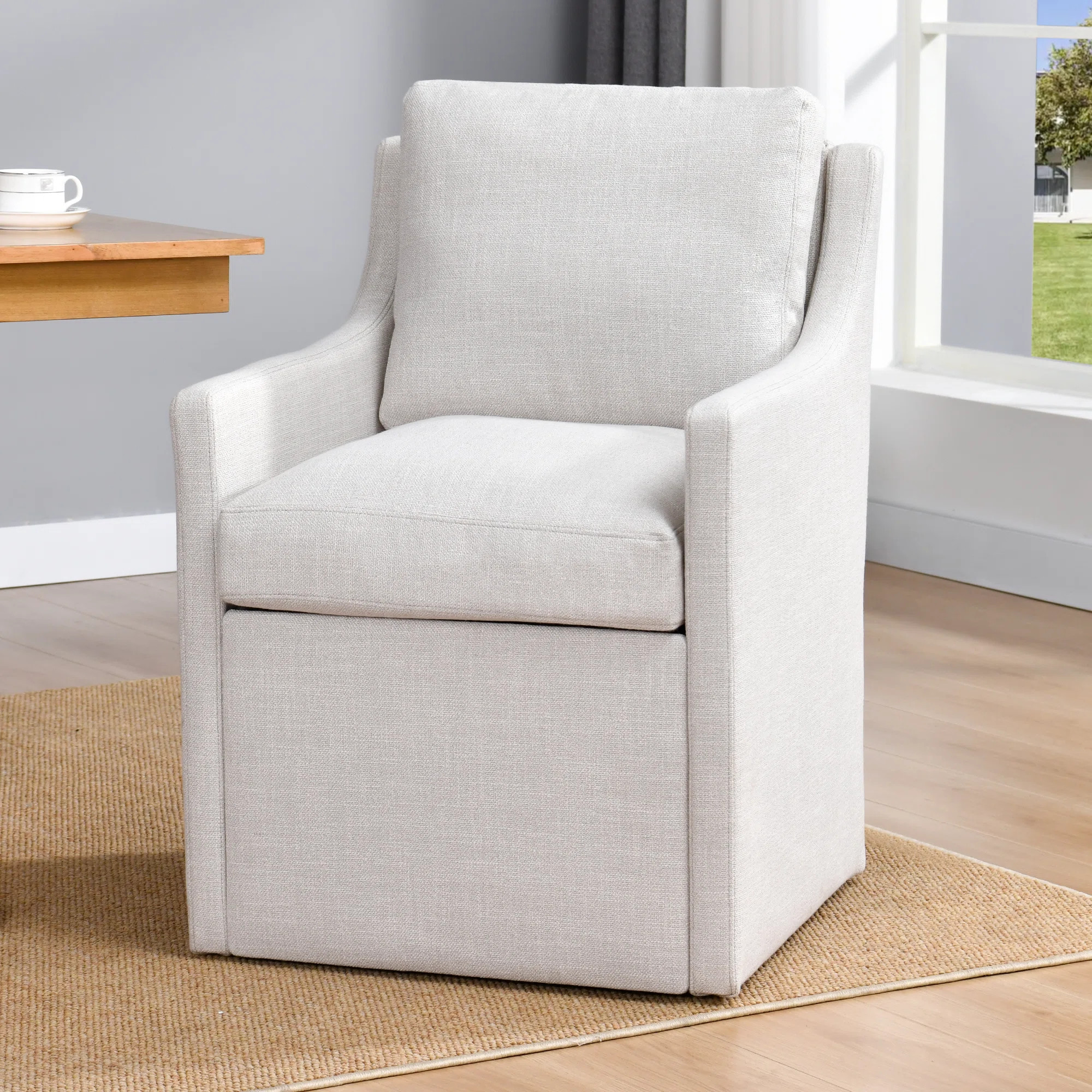 26" Wide Modern Upholstered Fabric Armchair Dining Chair | Wayfair North America