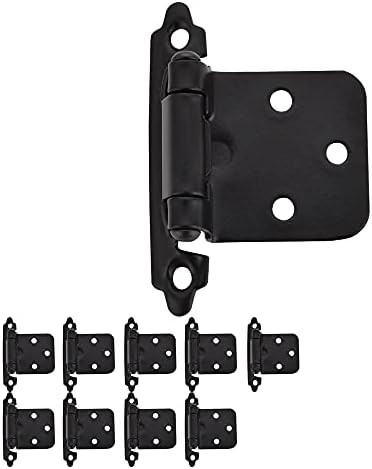 JQK 1/2 Inch Overlay Cabinet Door Hinges Black, 10 Pack 5 Pairs Flush Face Mount Cupboard Self-Cl... | Amazon (US)