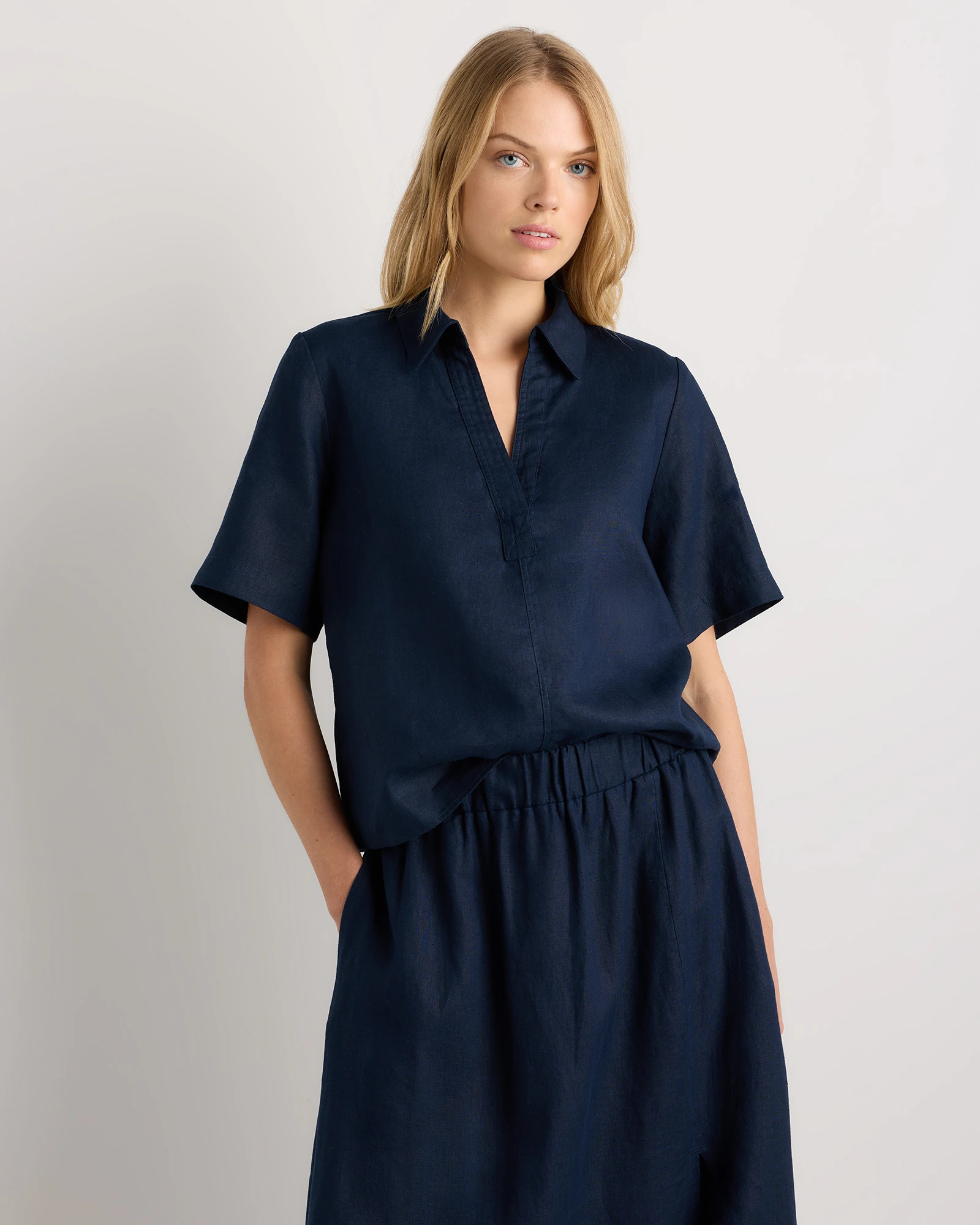 100% European Linen Short Sleeve Popover Top | Quince