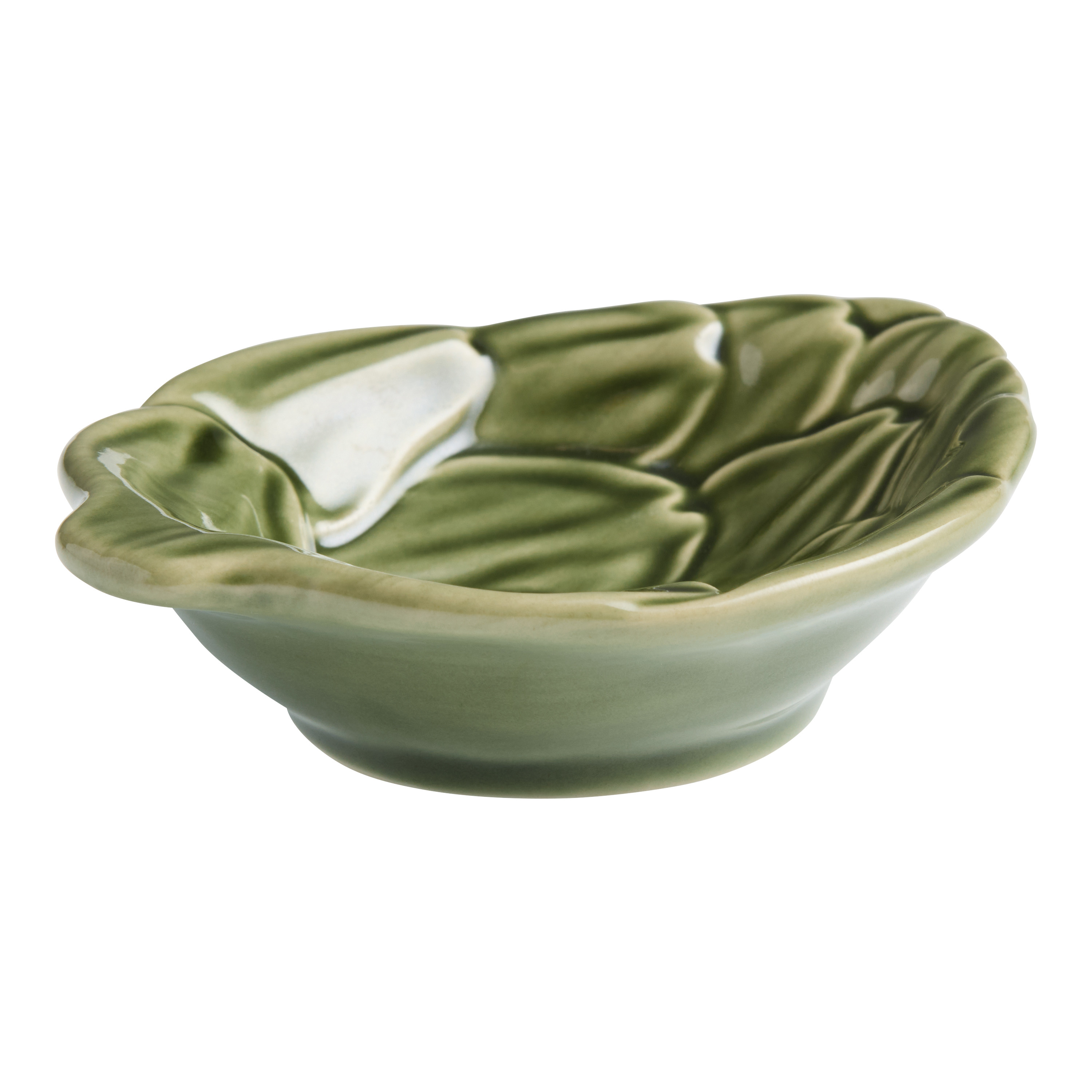 Dark Green Ceramic Artichoke Figural Pinch Bowl | World Market