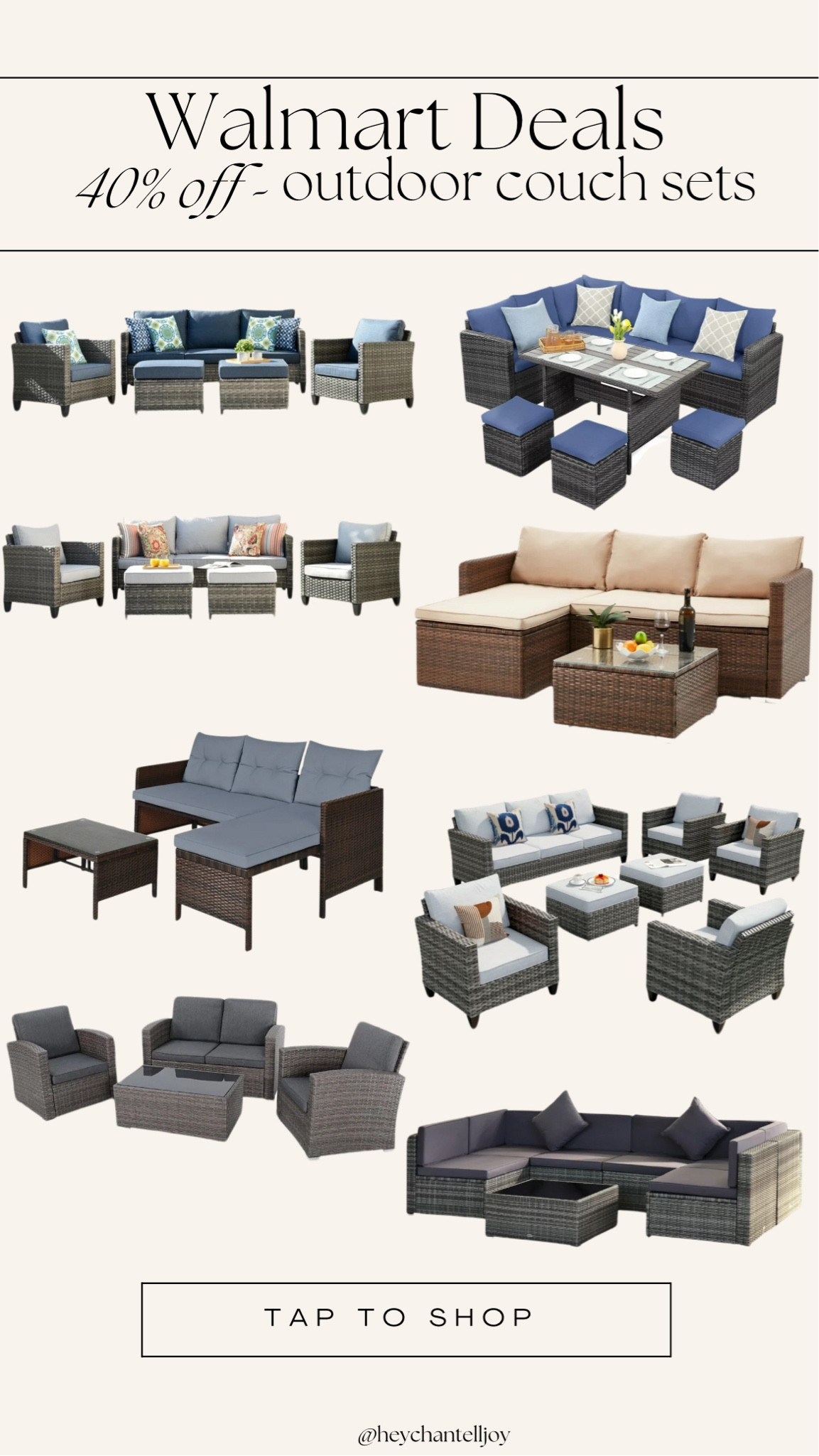Walmart deals- 40% off outdoor couch sets! 

Outdoor couch set, outdoor furniture, Walmart deals, Walmart outdoor furniture 

#LTKSummerSales #LTKStyleTip #LTKHome
