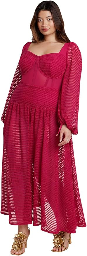 ELOQUII Women's Plus Size Patbo X Corset Waist Maxi Dress | Amazon (US)