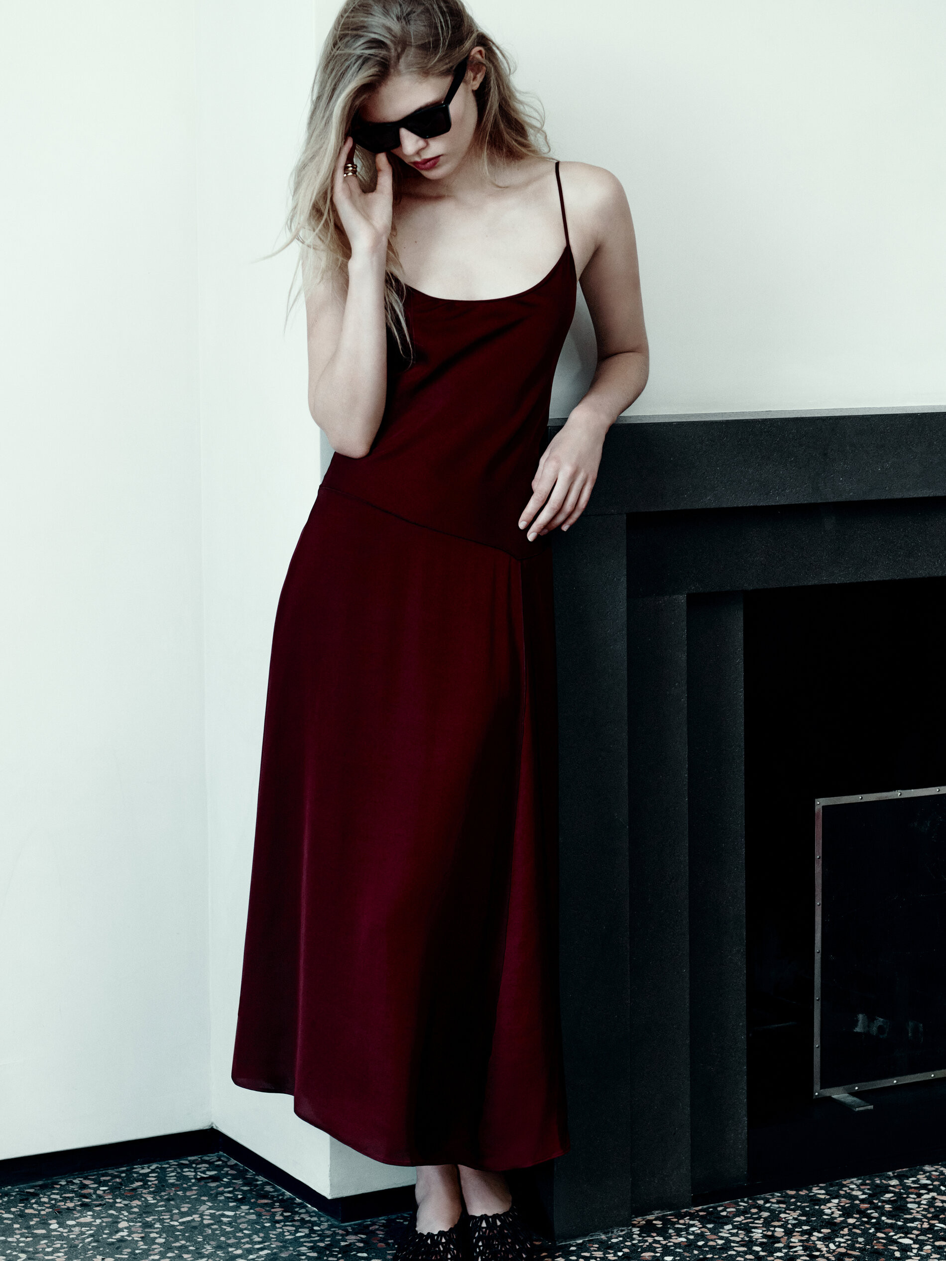 Strappy midi slip dress | Massimo Dutti US