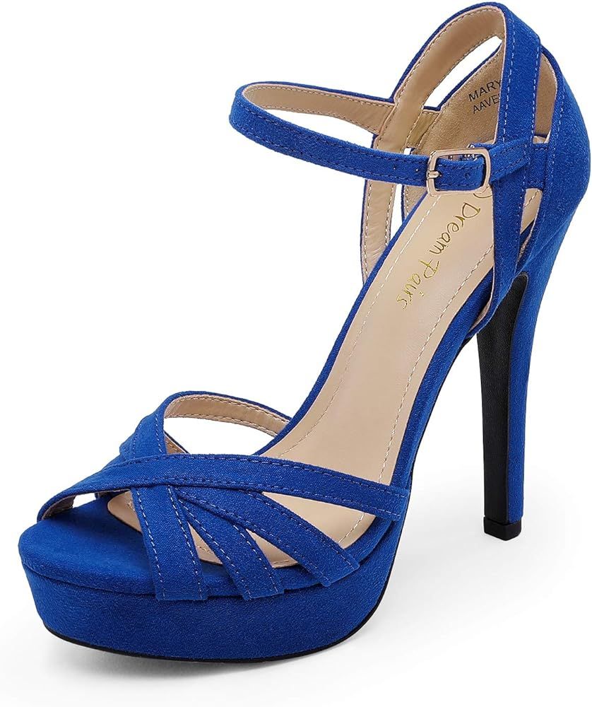 DREAM PAIRS Women's Ankle Strap Open Toe High Stiletto Platform Dress Pump Heel Sandals | Amazon (US)