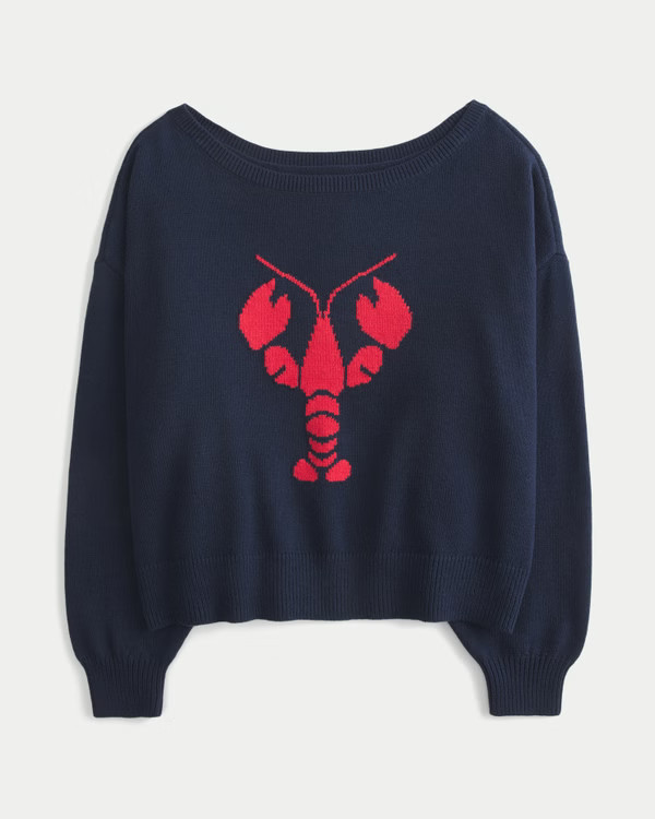 Women's Easy Off-the-Shoulder Lobster Graphic Sweater | Women's Tops | HollisterCo.com | Hollister (US)