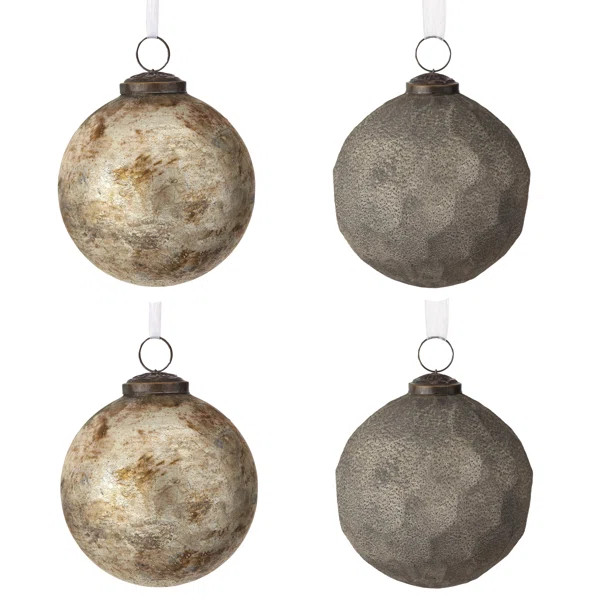 4" Glass Art Ball Ornament Set of 4 | Wayfair North America