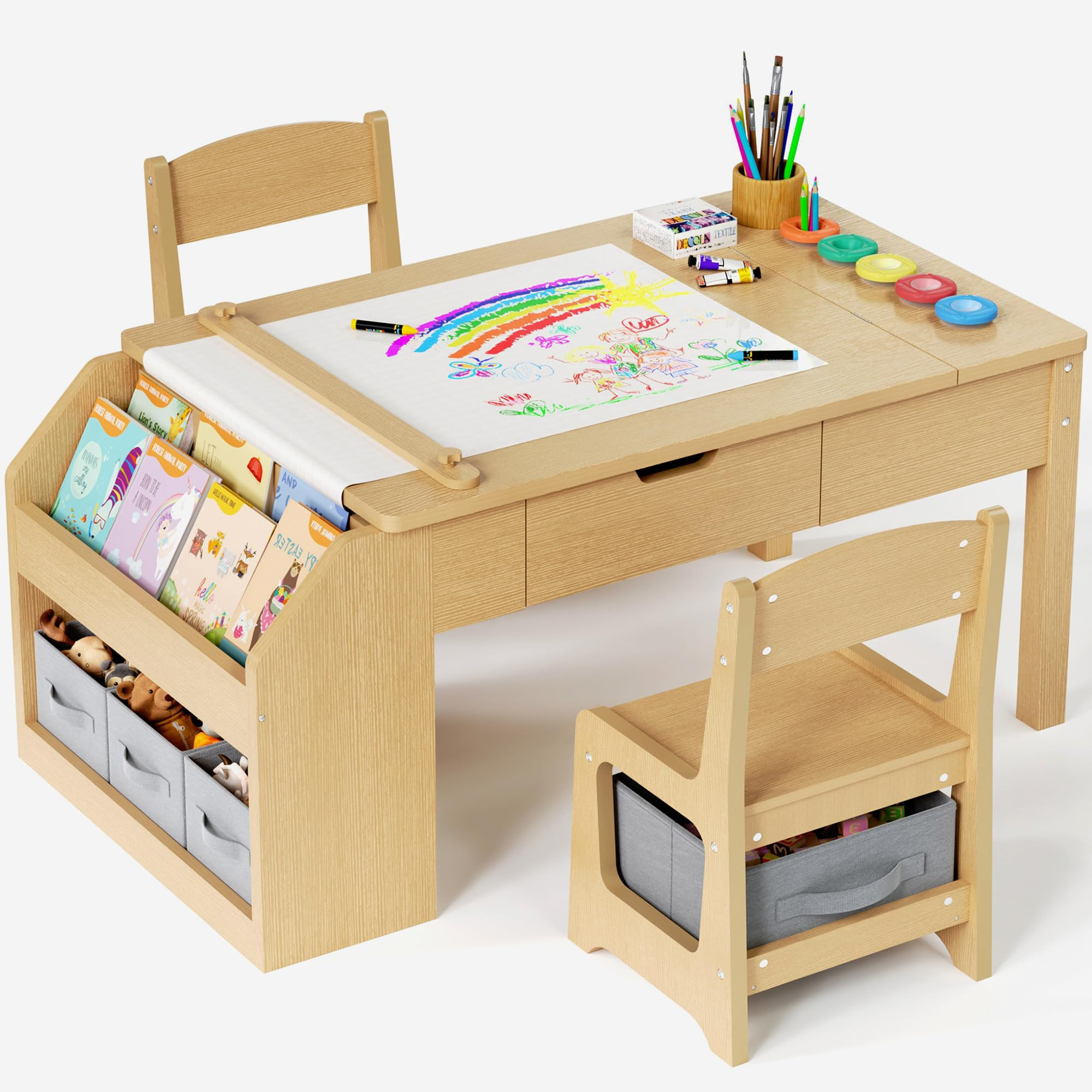 5-in-1 Kids Art Table and Chairs, Toddler Table and Chair Set, Craft Play Desk for Kids, Converti... | Amazon (US)