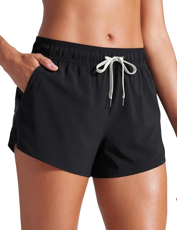 CRZ YOGA Side Slit Board Shorts 3" | Quick Dry, Built in Brief, High Waisted, Tummy Control, Swim... | Amazon (US)