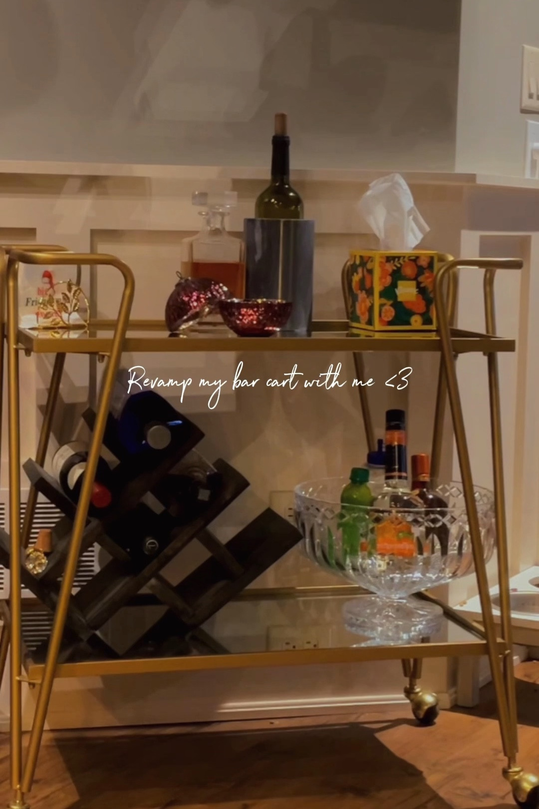 Revamp my bar cart with me! After the holidays, my bar cart needed a little TLC! A lot of the items on my bar cart are great wedding gifts BTW!! #barcart #revamp #weddinggifts #revamping #revampingspace #newyear 

#LTKWedding #LTKHome #LTKGiftGuide