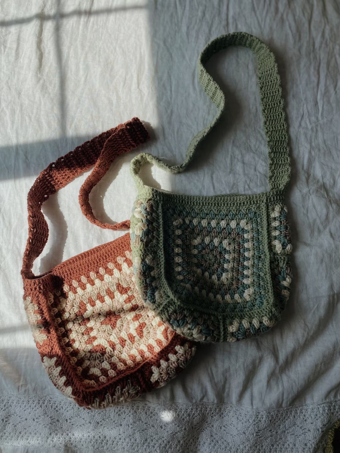 Handmade Earthy Crochet Granny Square Bag Purse - Etsy Canada | Etsy (CAD)