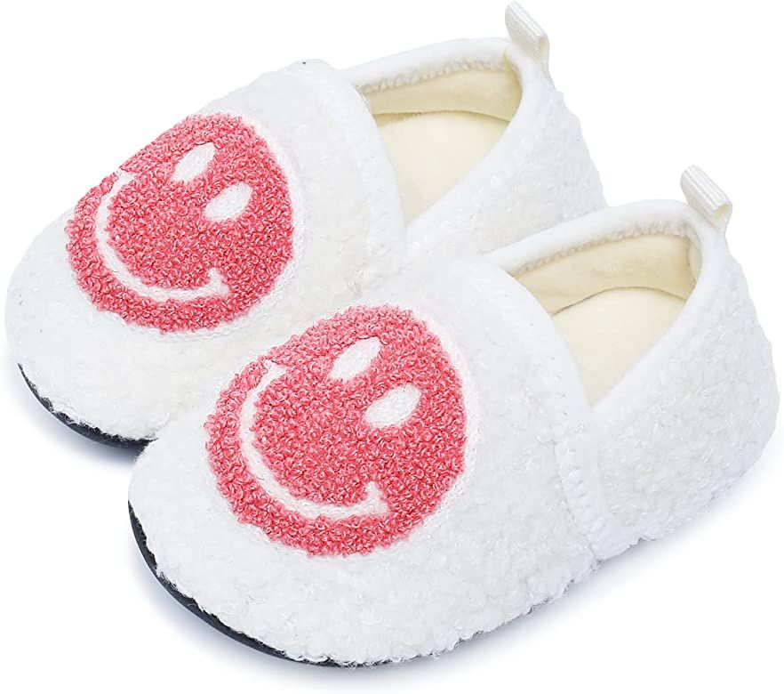 UCUHNB Kids Slippers Toddler Smiley Face House Slippers Indoor Home Non-Slip Rubber Sole Shoes Wa... | Amazon (US)