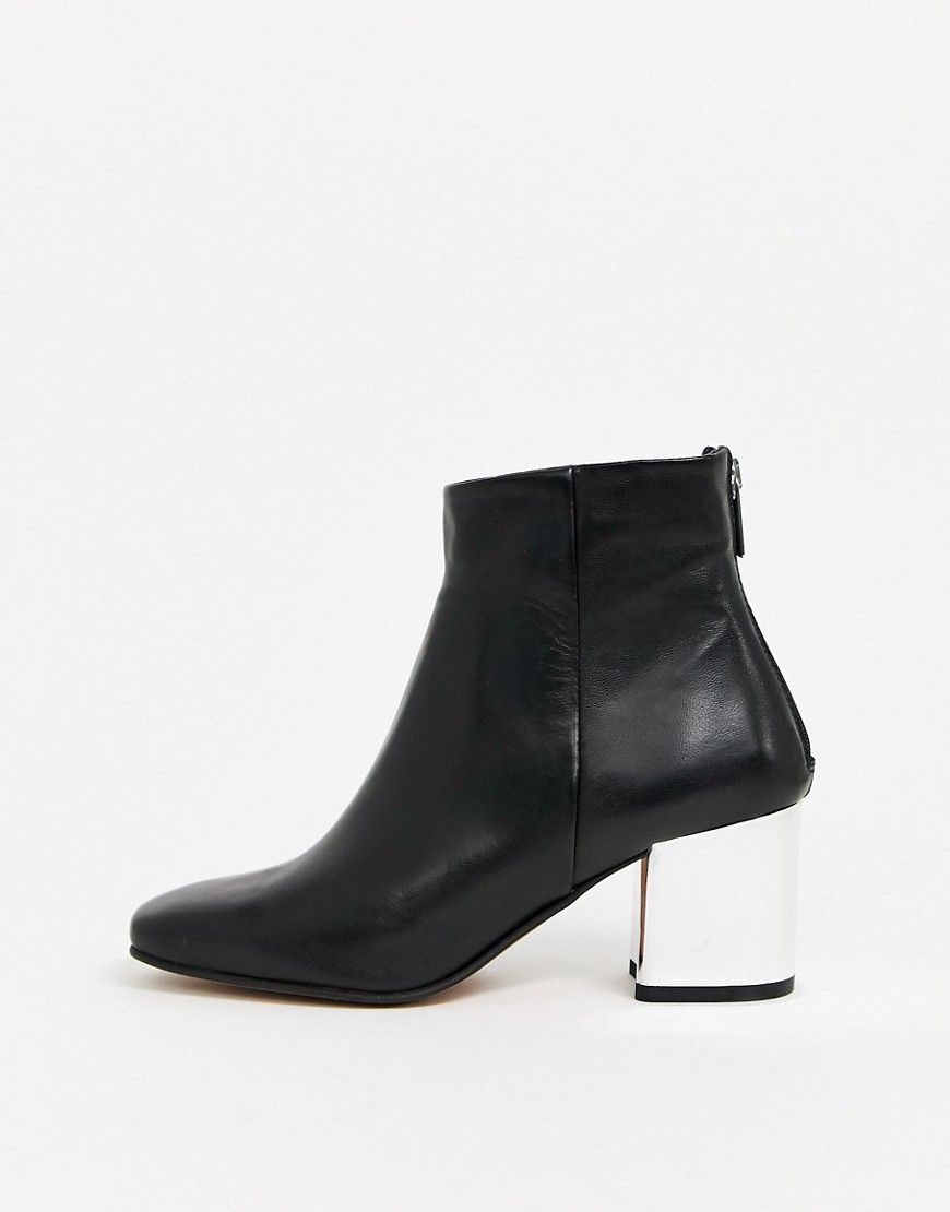 ALDO leather block clear heel boots in black | ASOS (Global)