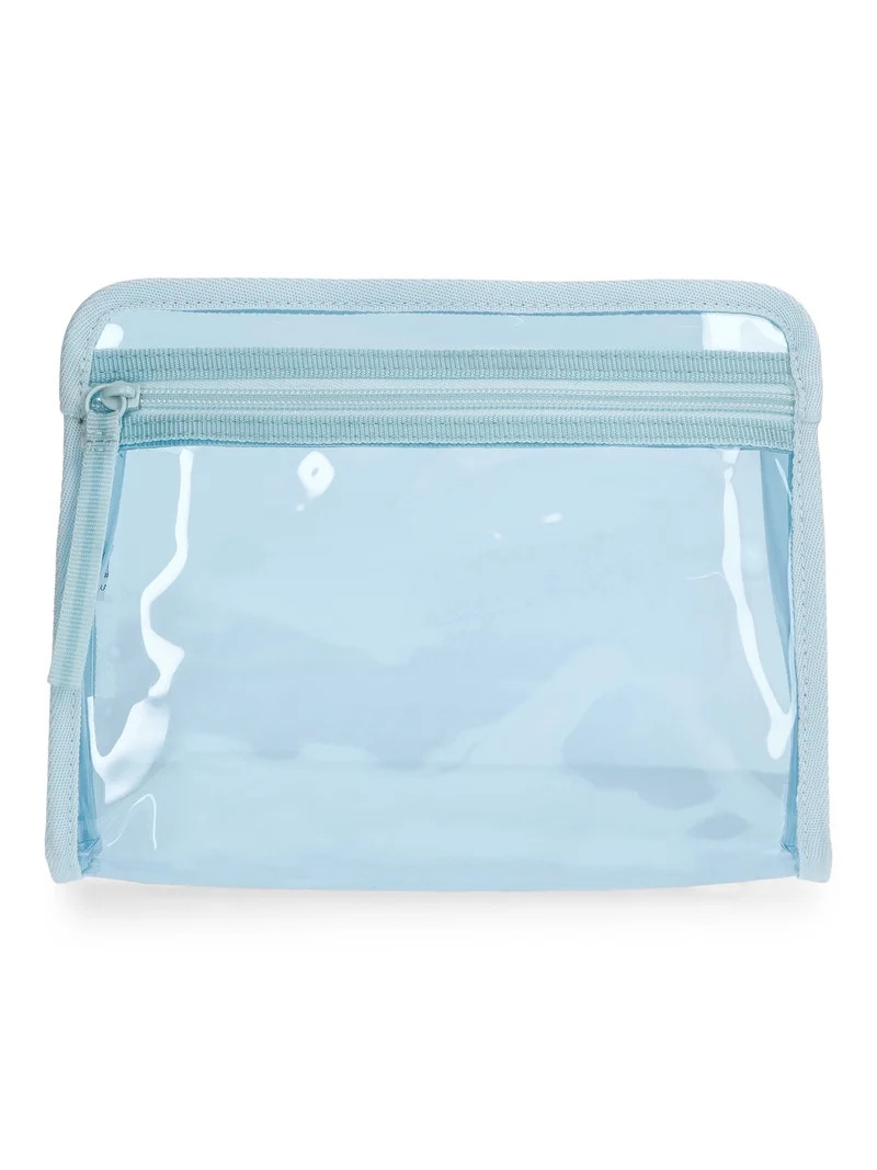 No Boundaries Women's Clear Beach Pouch with Contrast Trim, Blue | Walmart (US)