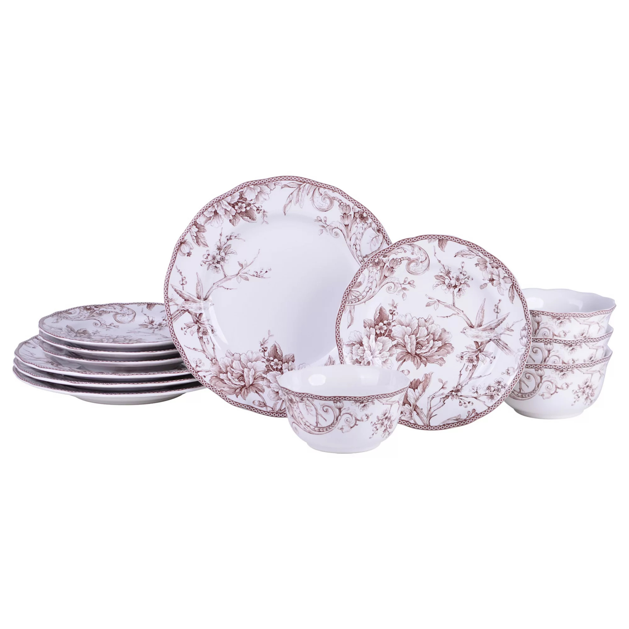 222 Fifth Adelaide Sage Porcelain 12-piece Dinnerware Set | Kohl's