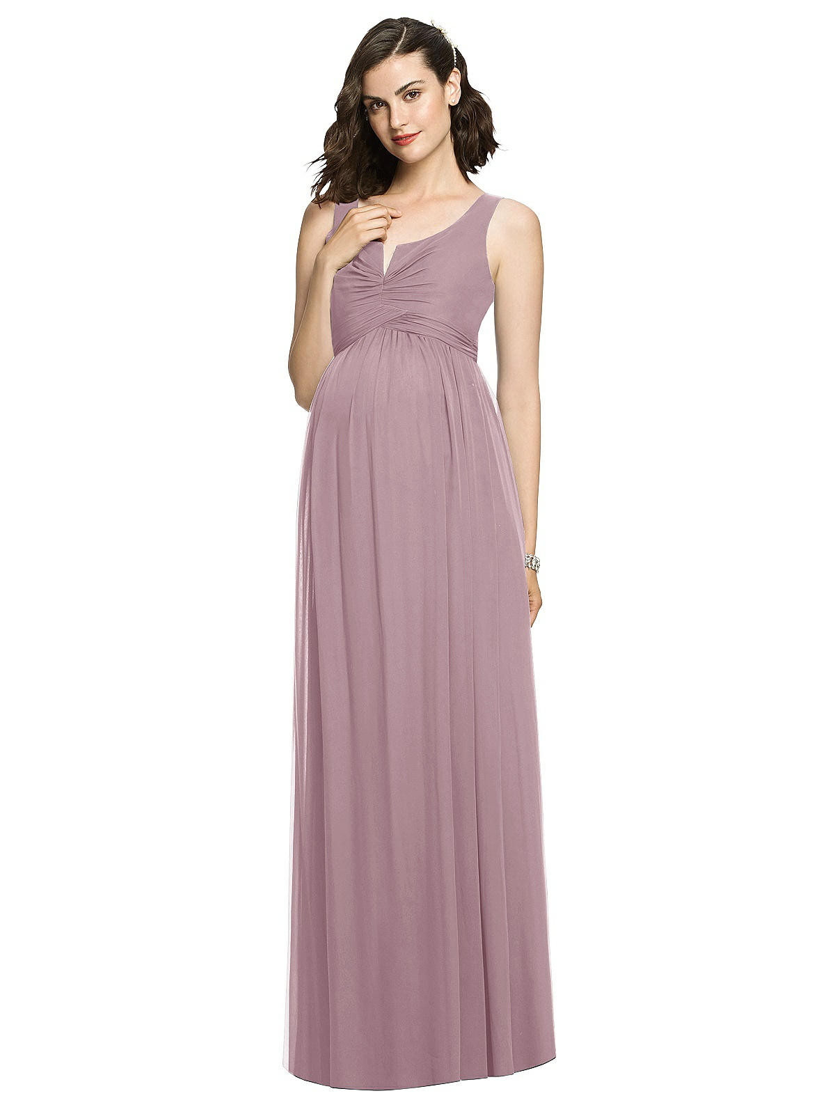 Sleeveless Notch Maternity Dress | The Dessy Group