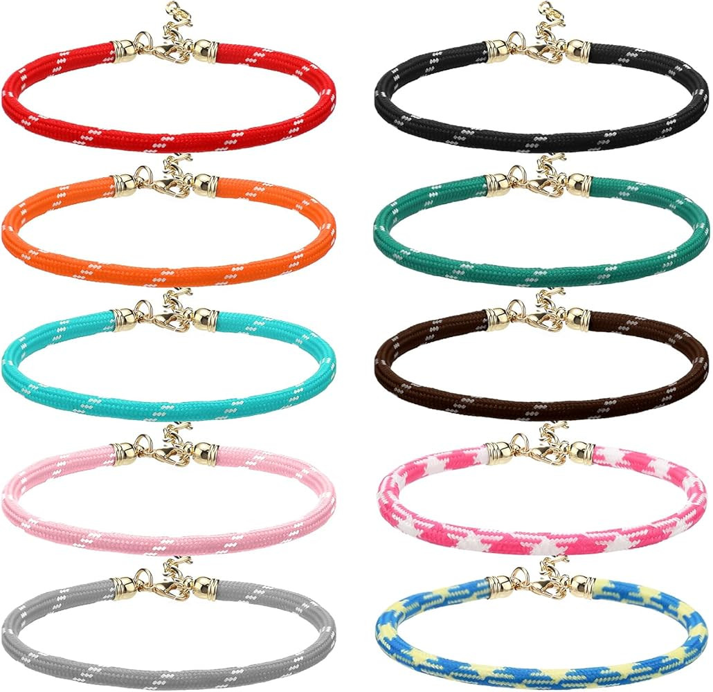Kigeli 10 Pcs Colorful Braided Bracelet Set Adjustable Length Rope Charm Bracelet Colorful Rope M... | Amazon (US)