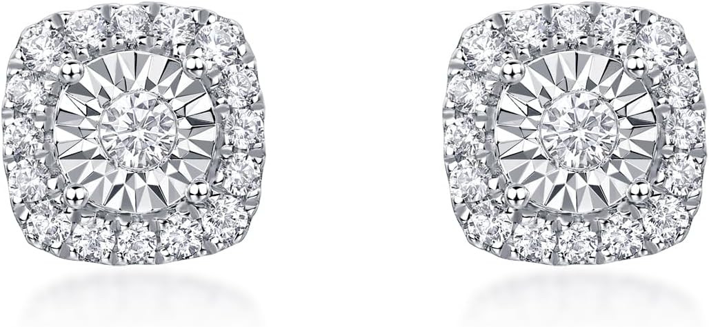 SYTAEHI®Lab Grown Diamond Stud Earrings for Women, 925 Sterling Silver Studs, Crystal Clear Ston... | Amazon (US)