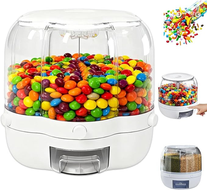 360° Rotating Candy Dispenser, 6 Compartment Large Capacity Christmas Candy Restock Treat Box wi... | Amazon (US)