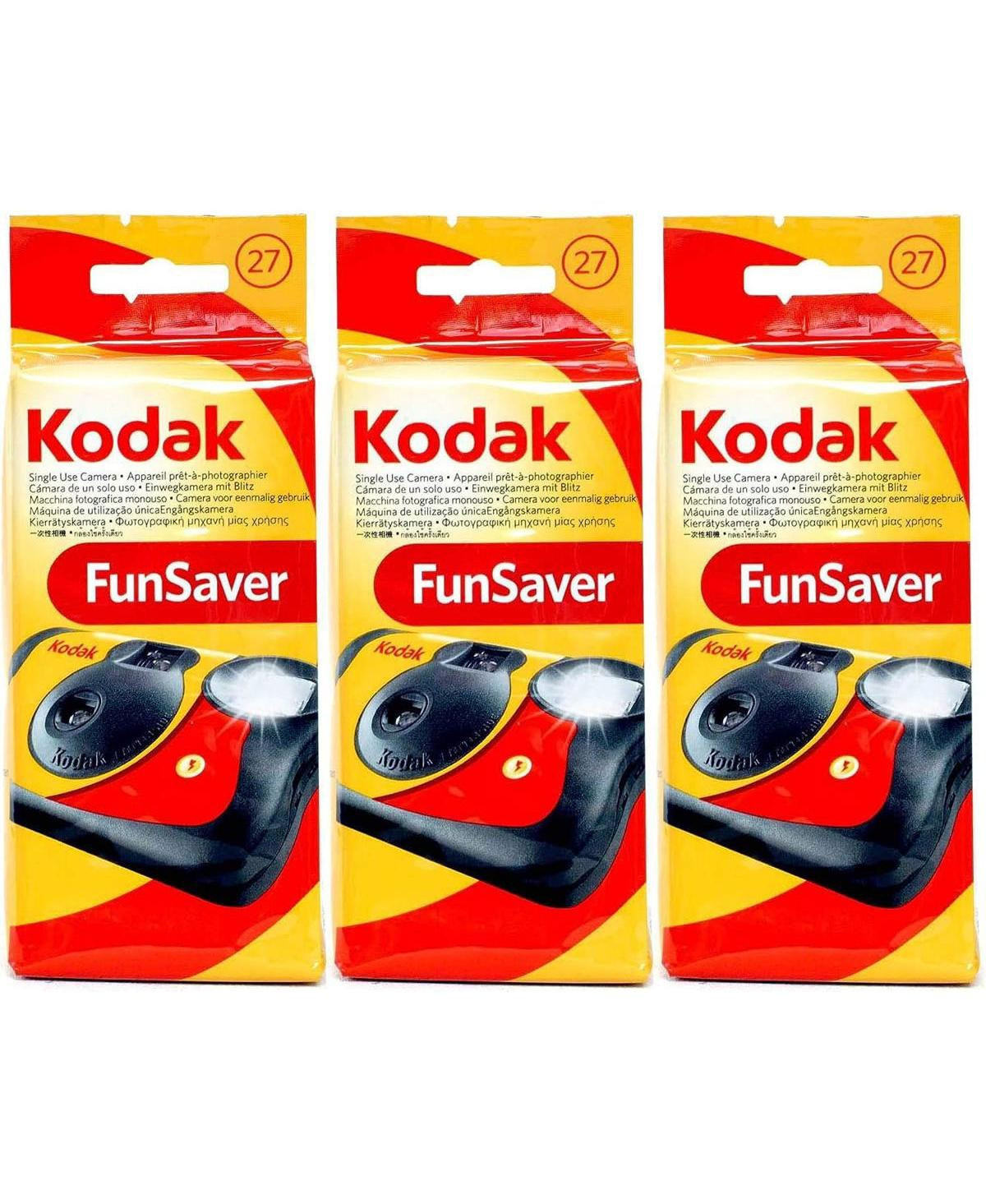 Kodak Fun Saver 35mm One-Time-Use Disposable Camera with Flash, 27 Exposures, 3-Pack | Macy's