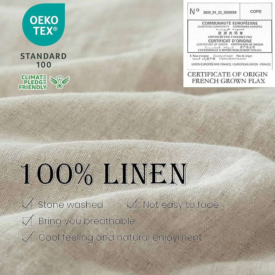 Simple&Opulence 100% Linen Duvet Cover Set 3pcs Basic Style Natural French Washed Flax Solid Colo... | Amazon (US)