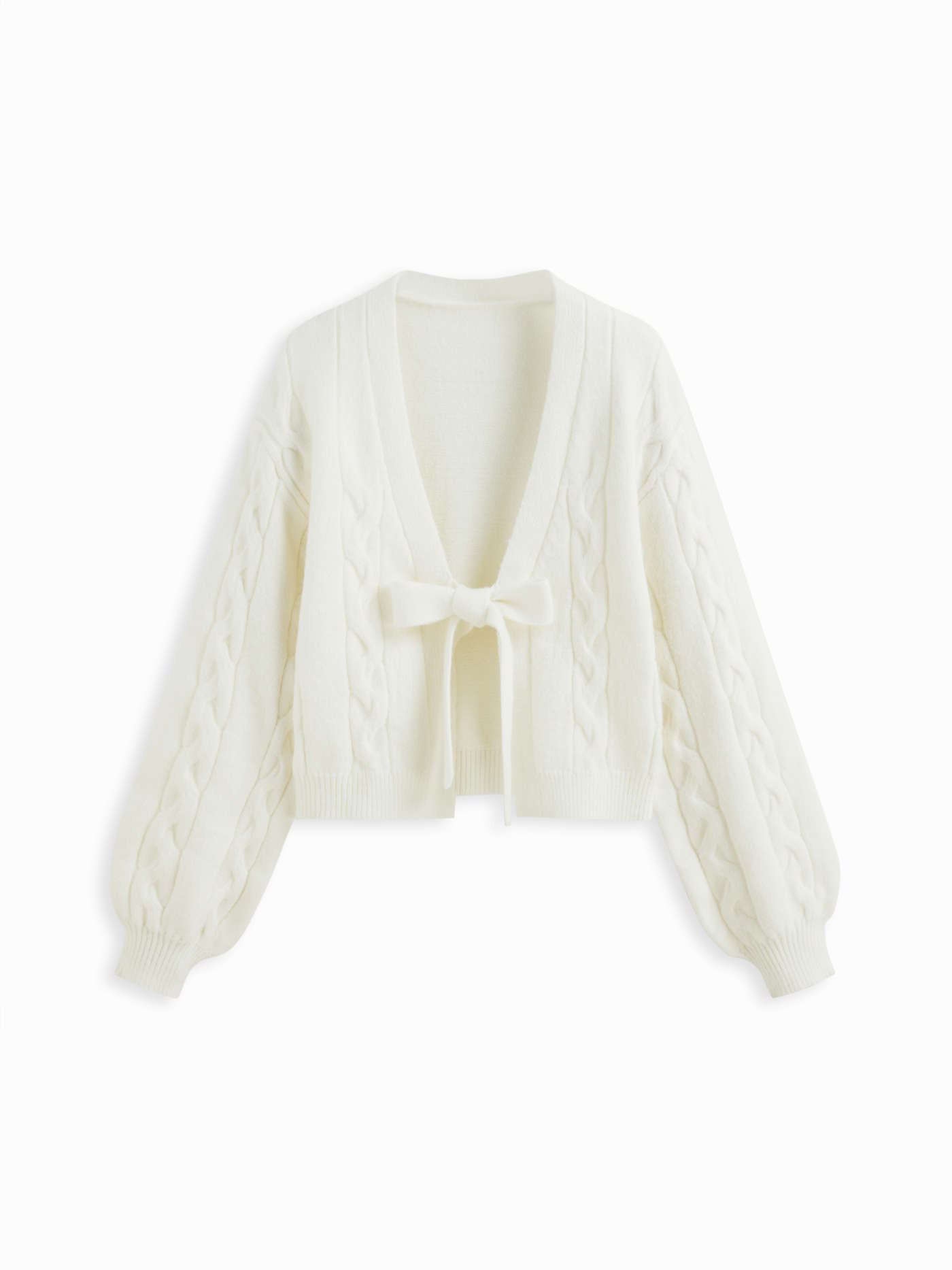 Knit Fabric Cable Knit V-neck Knotted Oversized Cardigan For Daily Casual | Cider