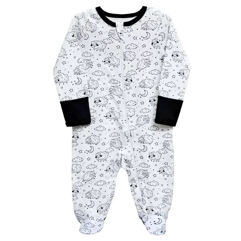 Wonder Nation Unisex Baby Zip Front Sleep N Play Pajamas, Preemie-6/9 Months | Walmart (US)