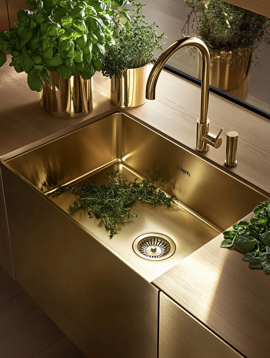 How elegant is this gold kitchen sink paired with a matching gold faucet? This is one of those rare upgrades that instantly transforms the entire kitchen without a full renovation. A gold sink brings warmth, depth, and that quiet luxury feel, while the coordinating faucet ties everything together in a way that feels intentional and high-end. It’s modern, timeless, and incredibly eye-catching—yet still practical for everyday living.

This kind of kitchen refresh is the ultimate spring must-have. Swap out a standard sink and faucet, add a few gold planters with fresh herbs, and suddenly your kitchen feels refreshed, elevated, and styled like a designer space. Gold works beautifully with wood countertops, marble, black cabinetry, white kitchens, and even minimalist interiors. It adds character without overpowering the room.

If you spend a lot of time cooking, hosting, or simply enjoying your kitchen, this upgrade makes the space feel special every single day. It’s proof that small, thoughtful changes—like a statement sink and faucet—can completely redefine your kitchen’s look and mood with minimal effort and maximum impact.

#kitchenrefresh #luxurykitchen #modernhomestyle 

 #LTKHome