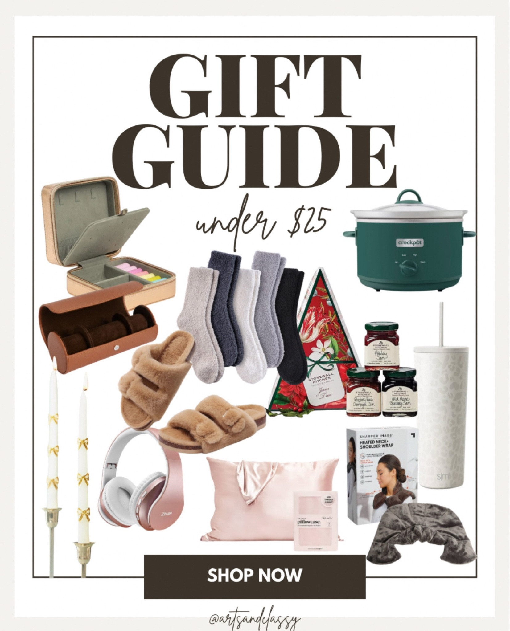 Looking for the perfect gifts under $25? This gift guide is for you! These gift ideas have a little something for everyone on your list without breaking the bank!

Insulated cup | Stanley | simple modern | cozy socks | neck massager | headphones | candles | cozy slippers | beauty | watch holder | jewelry box | gift guide under $25 | gift ideas under $25

#LTKGiftGuide #LTKFindsUnder50 #LTKHoliday