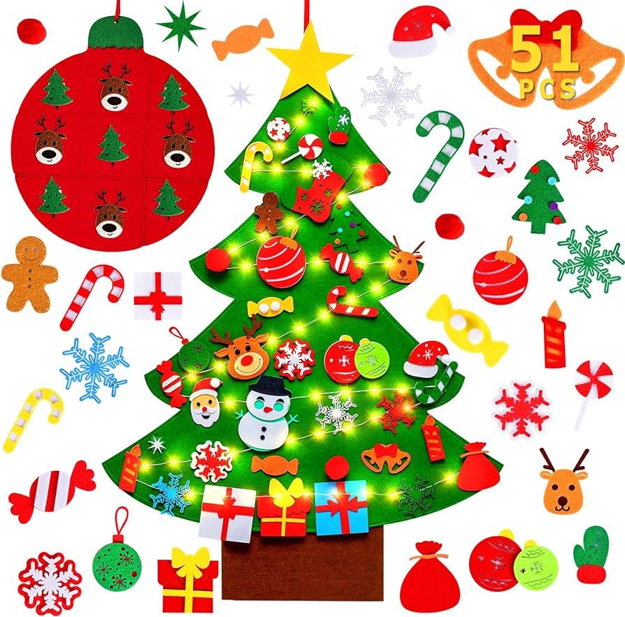 Max Fun DIY Felt Christmas Tree Set Plus Tic-Tac-Toe Games for Kids Toddlers Wall Hanging Decorat... | Amazon (US)