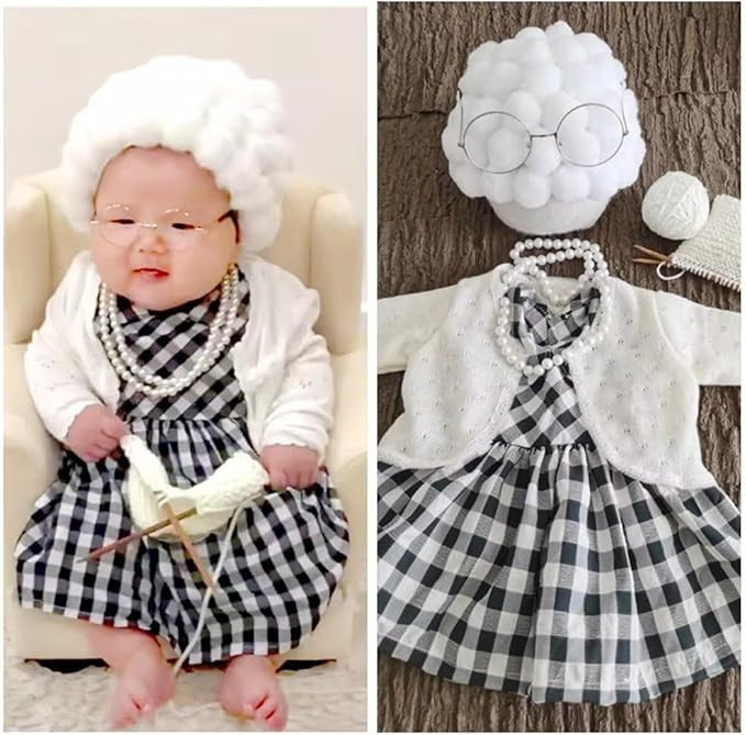 1set Newborn Photography Props Grandmother Outfit Baby Girl Cosplay Grandma Clothes Photo Newborn... | Amazon (US)