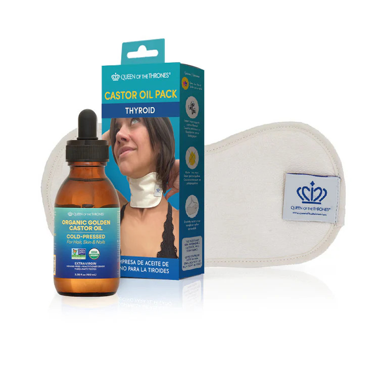 Thyroid Castor Oil Pack Kit + Organic Golden Castor Oil 3.38oz | Queen of the Thrones® | Queen of the Thrones®