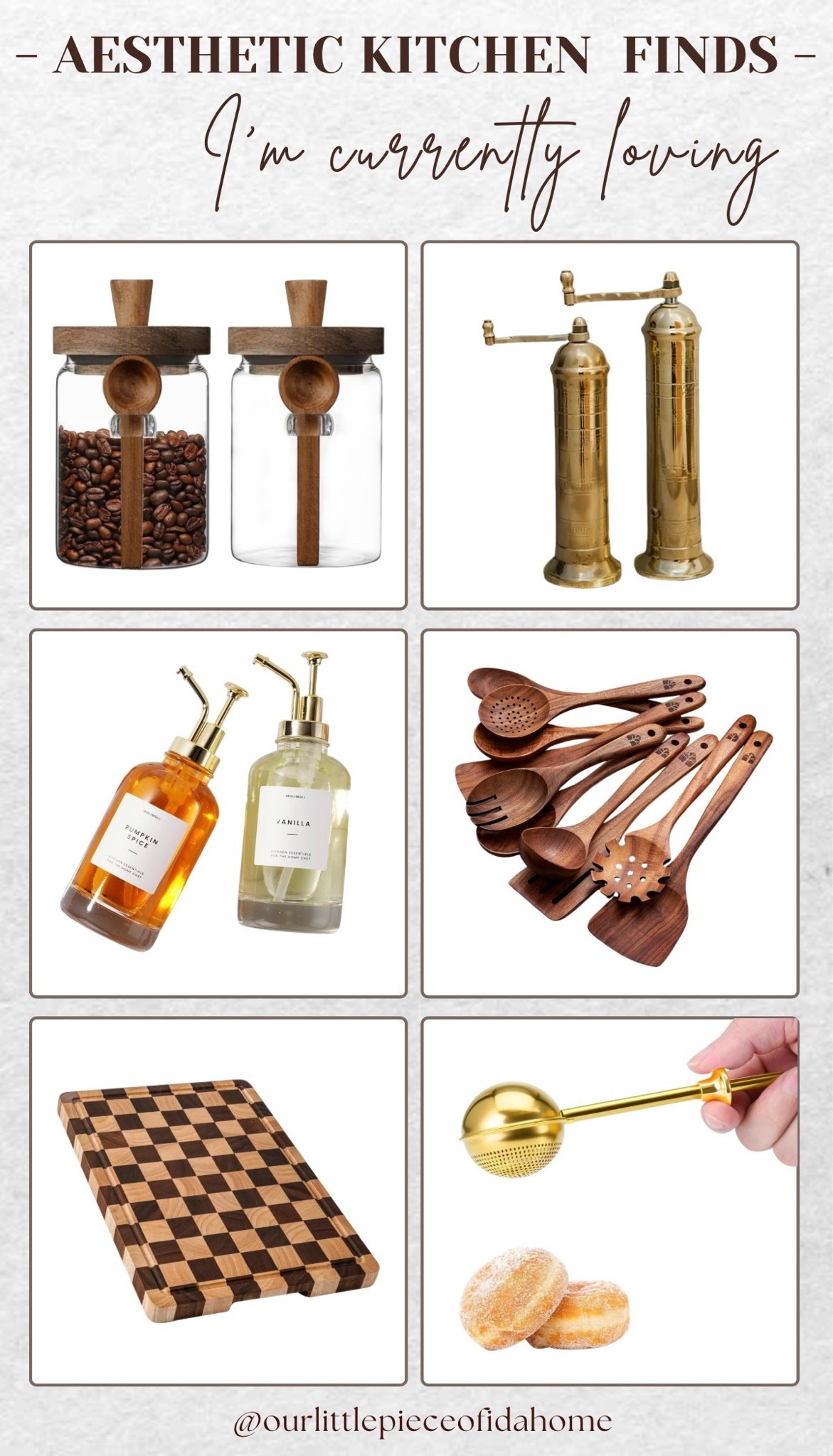 I linked these kitchen favorites because they’re the pieces I reach for daily while still adding warmth and character to my countertops.

From glass storage jars and wood utensils to brass accents and serving pieces, each item is both functional and beautiful. I love mixing natural wood, glass, and warm metal finishes to create a kitchen that feels collected, timeless, and lived in.

Shop all of my current kitchen favorites below.
@Amazon

#LTKHome #LTKU #LTKSaleAlert