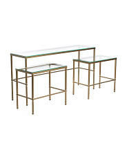 3pc Iron And Glass Bonnifait Nesting Console And End Tables Set | Marshalls