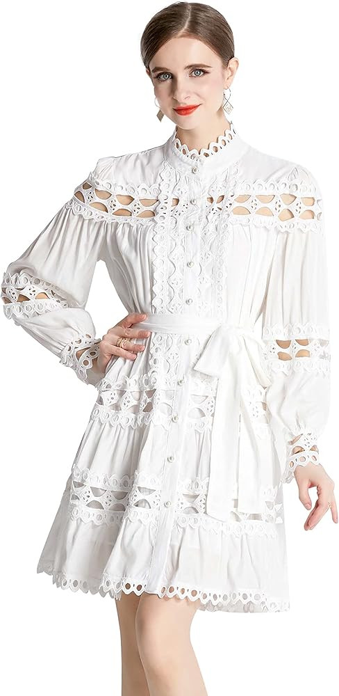 LAI MENG FIVE CATS Women's Summer Puff Sleeve V-Neck Floral Print Casual Swing Mini Dress(Suitabl... | Amazon (US)