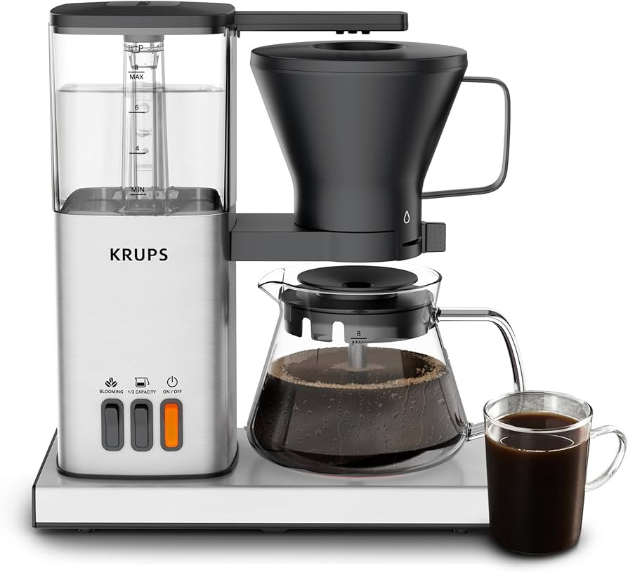 KRUPS Essential Brewer 8 Cup Drip Coffee Maker Machine, SCA-Certified, Blooming Technology, Baris... | Amazon (US)