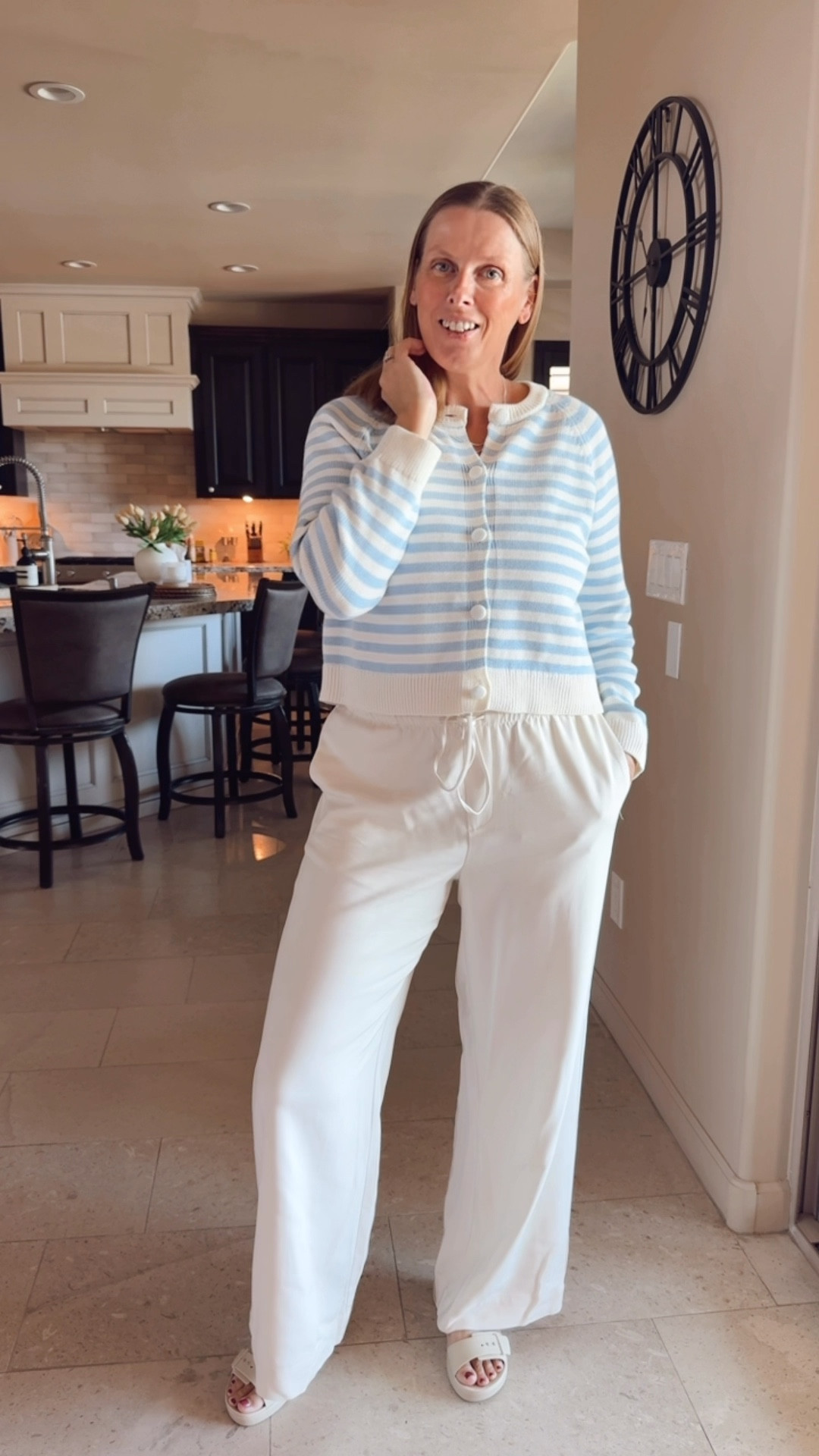 Perfect Spring Look 
#springoutfit

Wide leg pants, striped cardigan, spring outfit idea, target outfit, crocs, effortless outfit, elevated look

#LTKootd #LTKSpringSale #LTKOver40