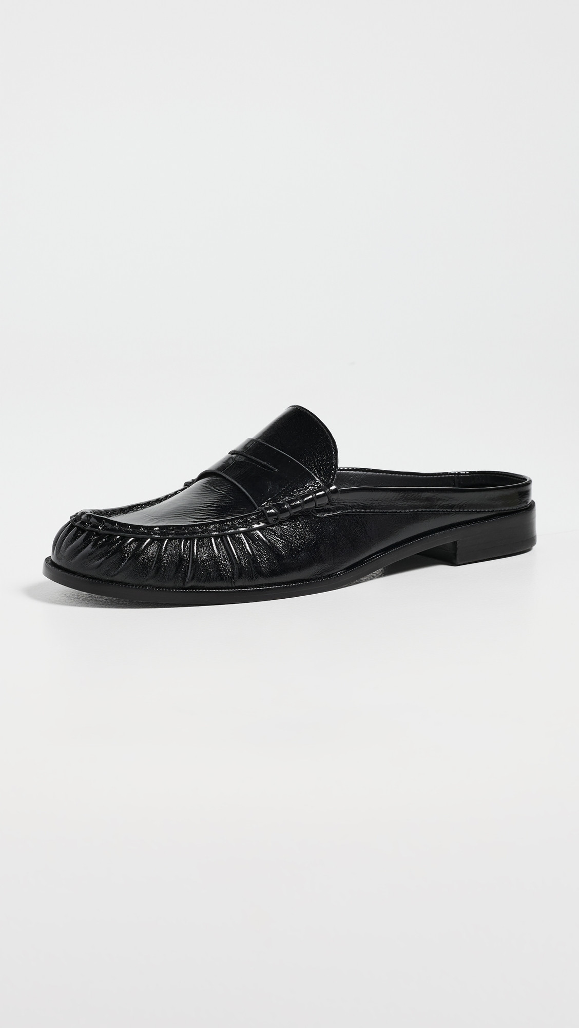 Francine Loafer Mules - Black Crinkle Patent | Shopbop