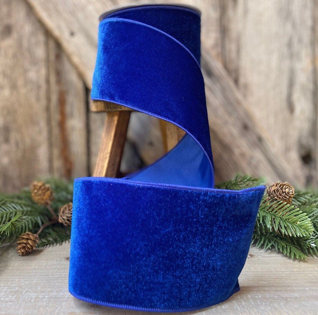 4 Royal Blue Velvet Ribbon Farrisilk Ribbon Christmas - Etsy | Etsy (US)