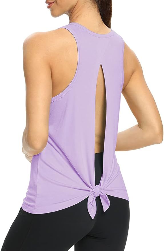 Mippo Womens Workout Tops Tie Back Tank Tops Backless Yoga Shirts Summer Clothes | Amazon (US)