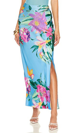 X Revolve Ocean Long Skirt With Pearl Chain in Turquoise | Revolve Clothing (Global)
