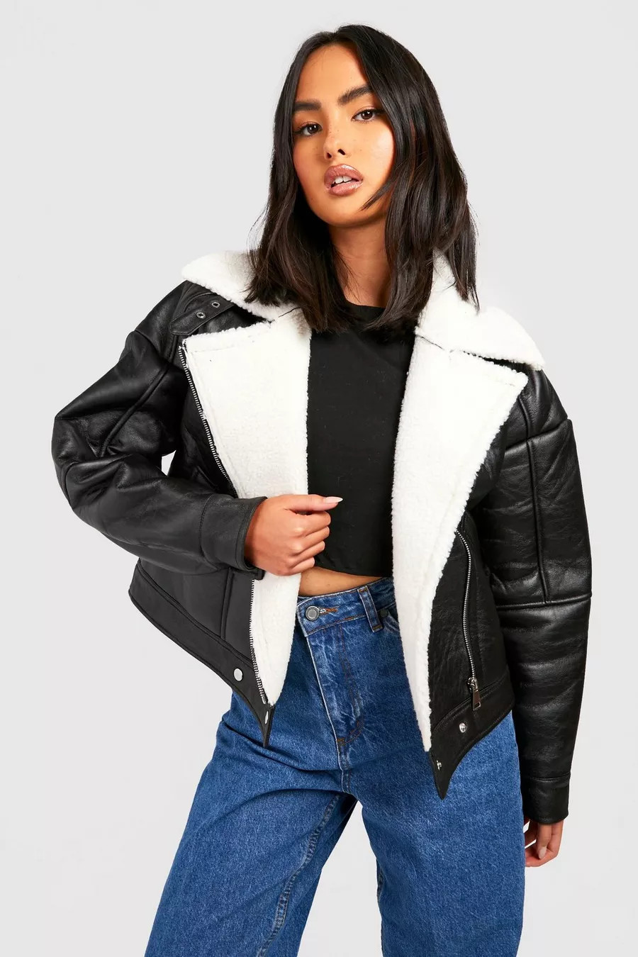 Borg Lined Aviator | Boohoo.com (US & CA)