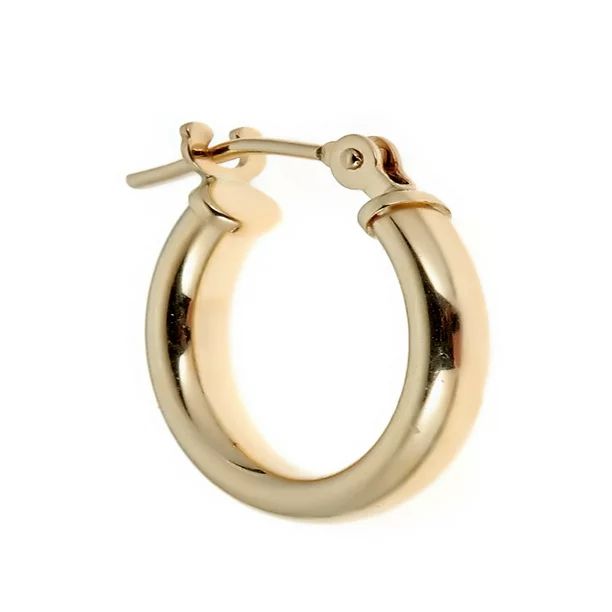 14K Real Yellow Gold Tubular Shiny Round Hoops Hoop Earrings - Walmart.com | Walmart (US)